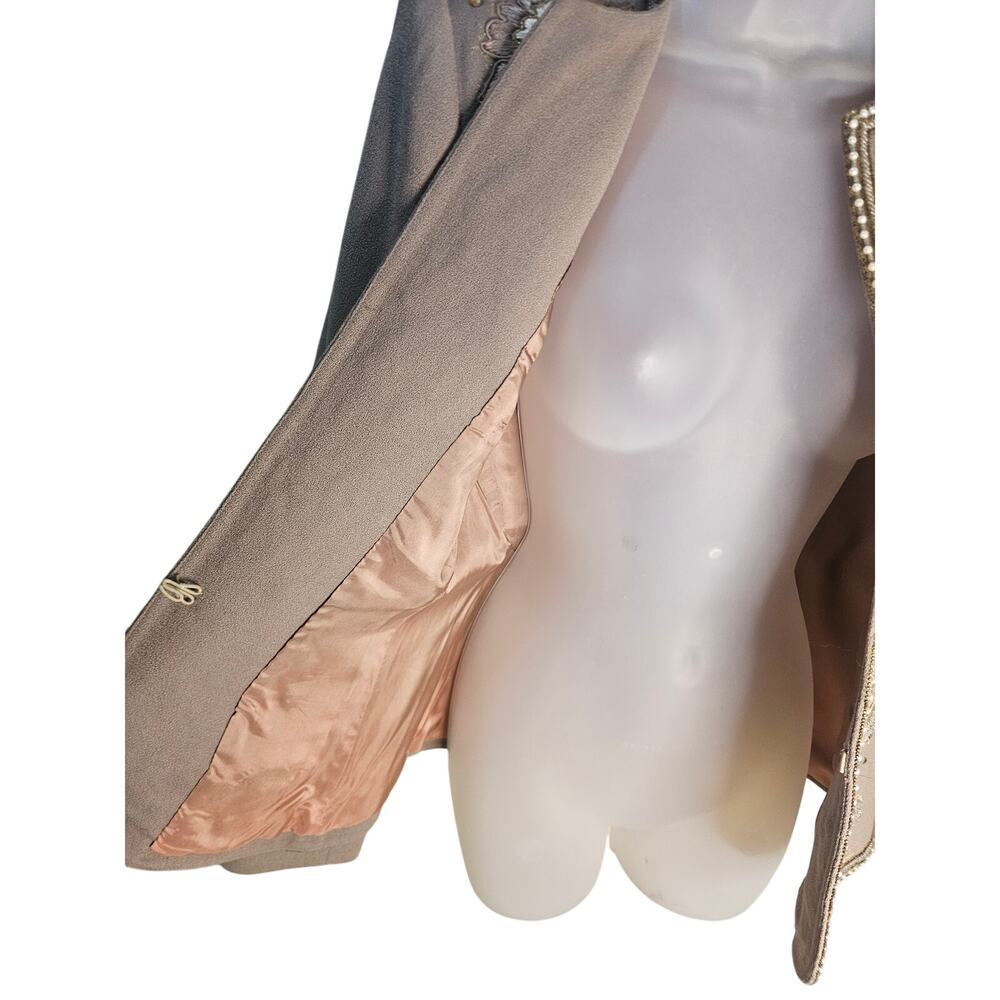 Nolan Miller Taupe Blush Beaded Jacket Sz 6 Embroidered Lined Vintage - Picture 4 of 11